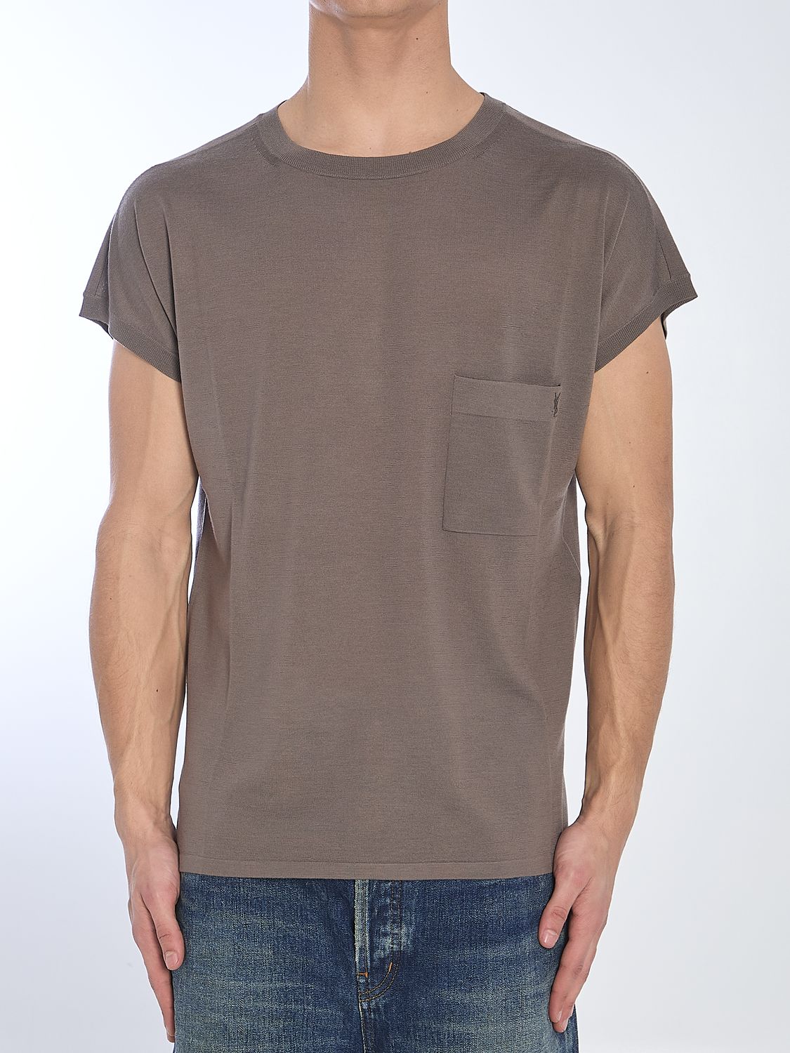 SAINT LAURENT Men's Wool Mini Crewneck T-Shirt - Size L