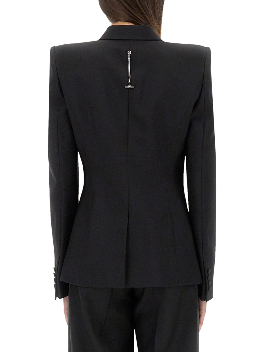ALEXANDER MCQUEEN Double-Breasted Voluminous Shoulder Jacket - Slim Fit, Size 40 IT
