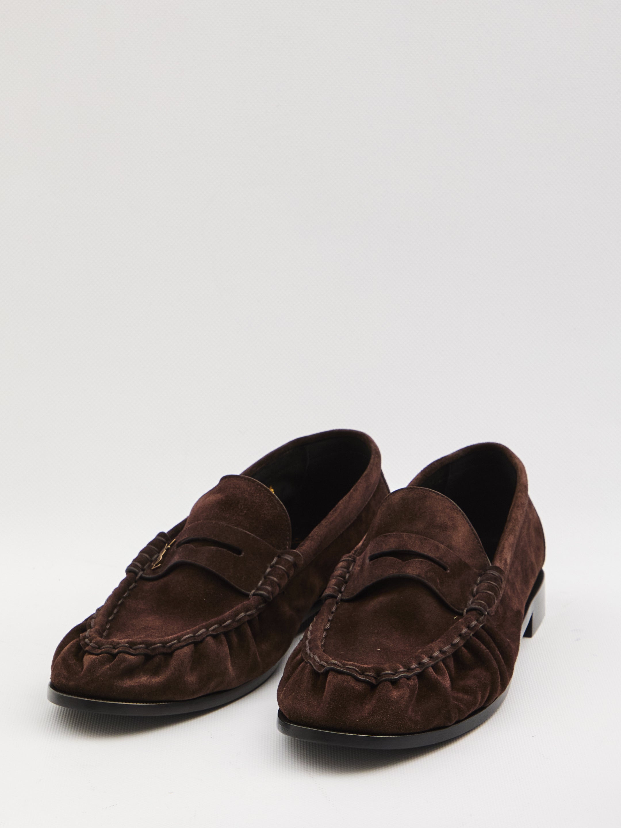 SAINT LAURENT Suede Loafers with Moc Toe - Women's