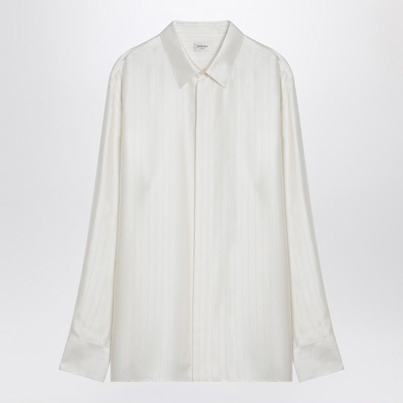 SAINT LAURENT Embroidered Satin Shirt for Men - SS25 Collection