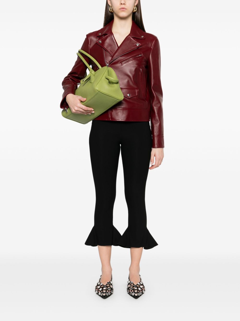 GUCCI Women’s Leather Jacket with Off-Centre Zip Closure