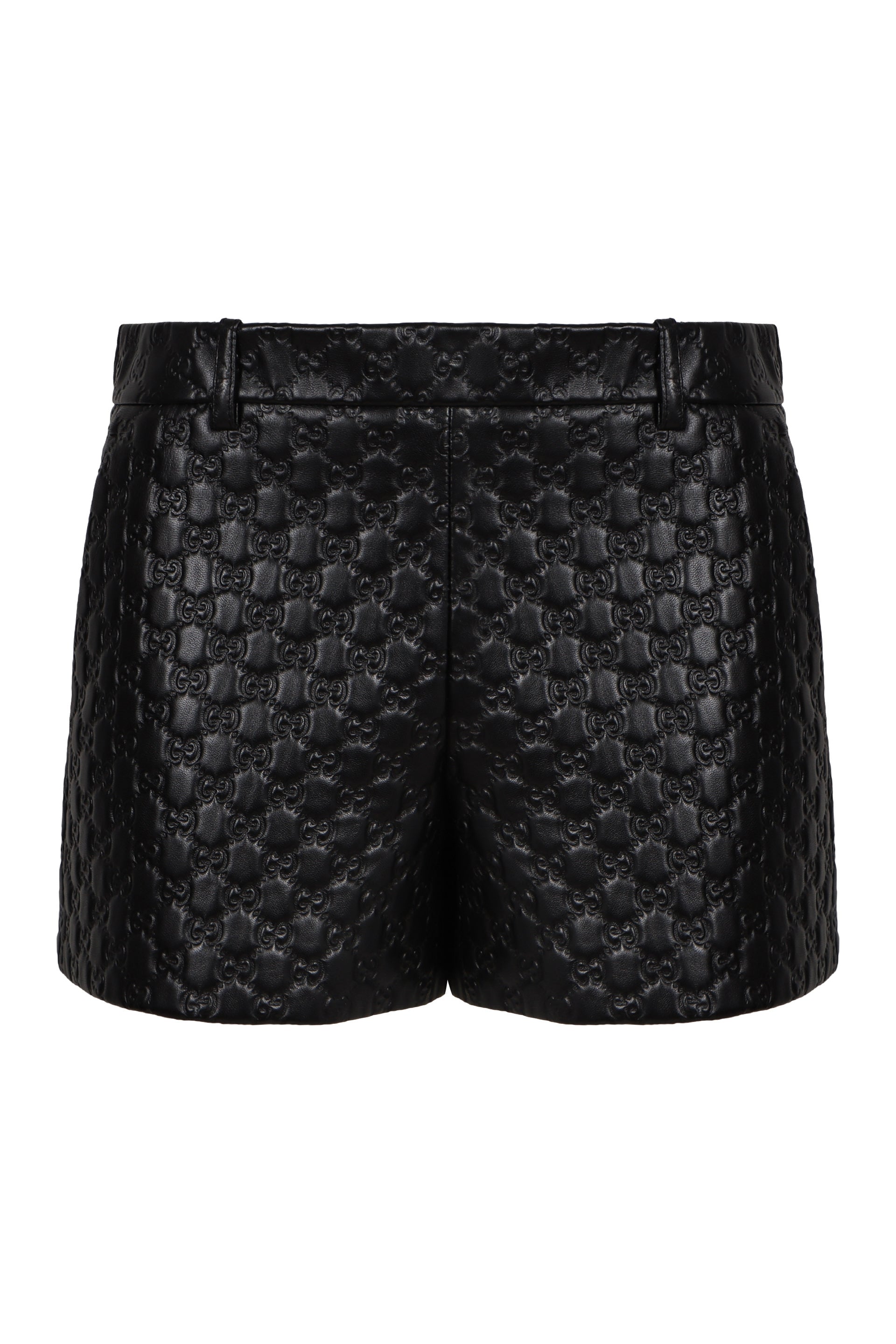 GUCCI High-Waisted Leather Shorts with GG Embossing