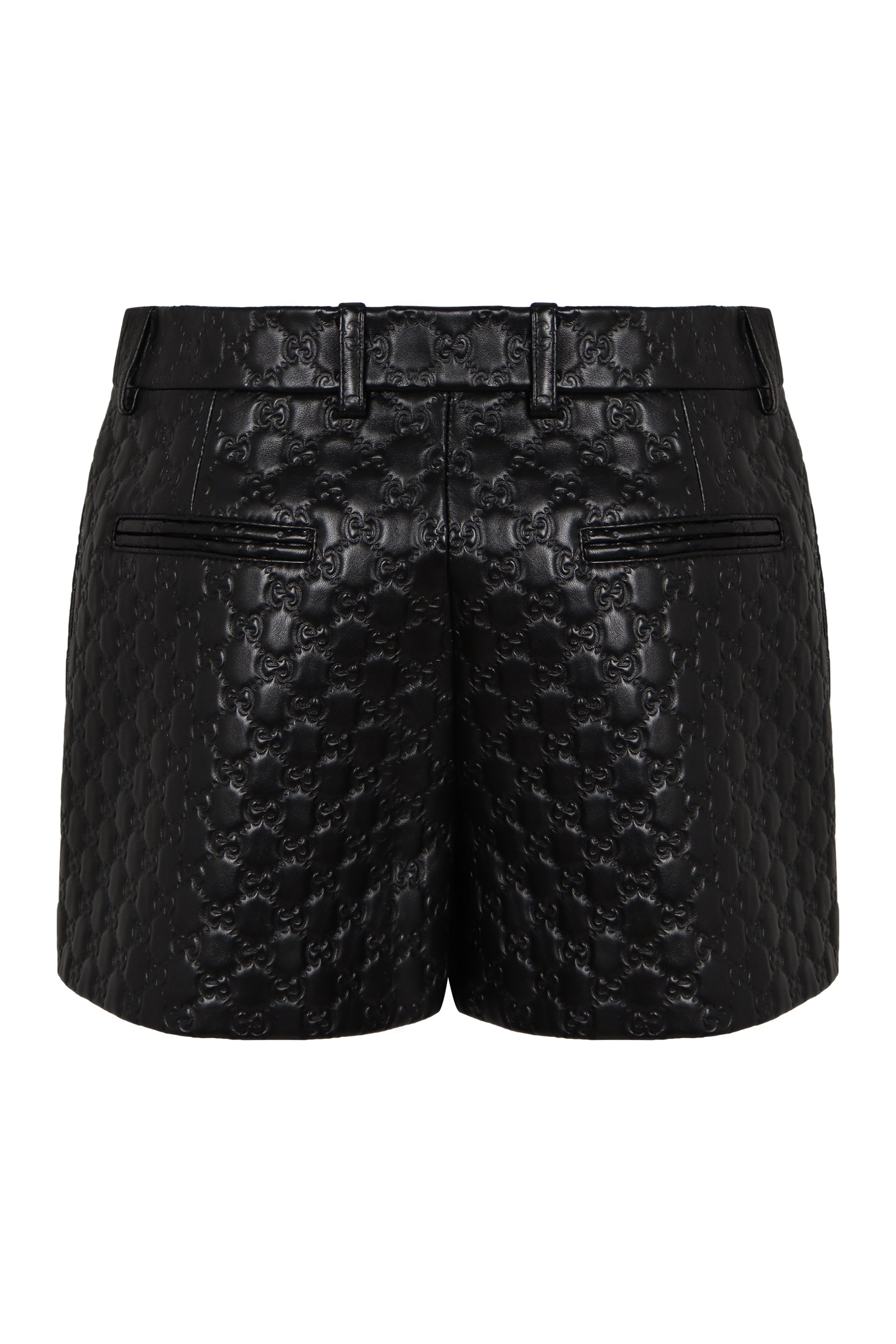 GUCCI High-Waisted Leather Shorts with GG Embossing