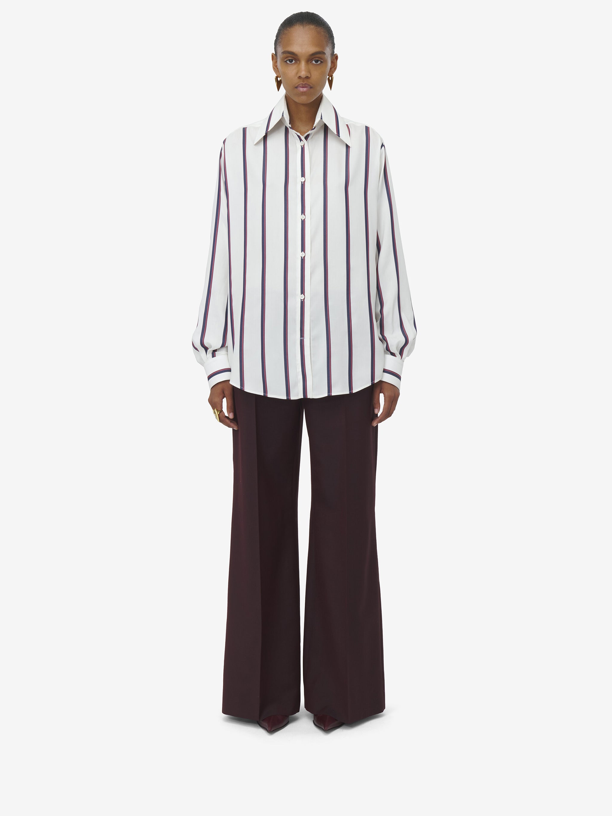 ALEXANDER MCQUEEN College Stripe Silk Shirt for Women