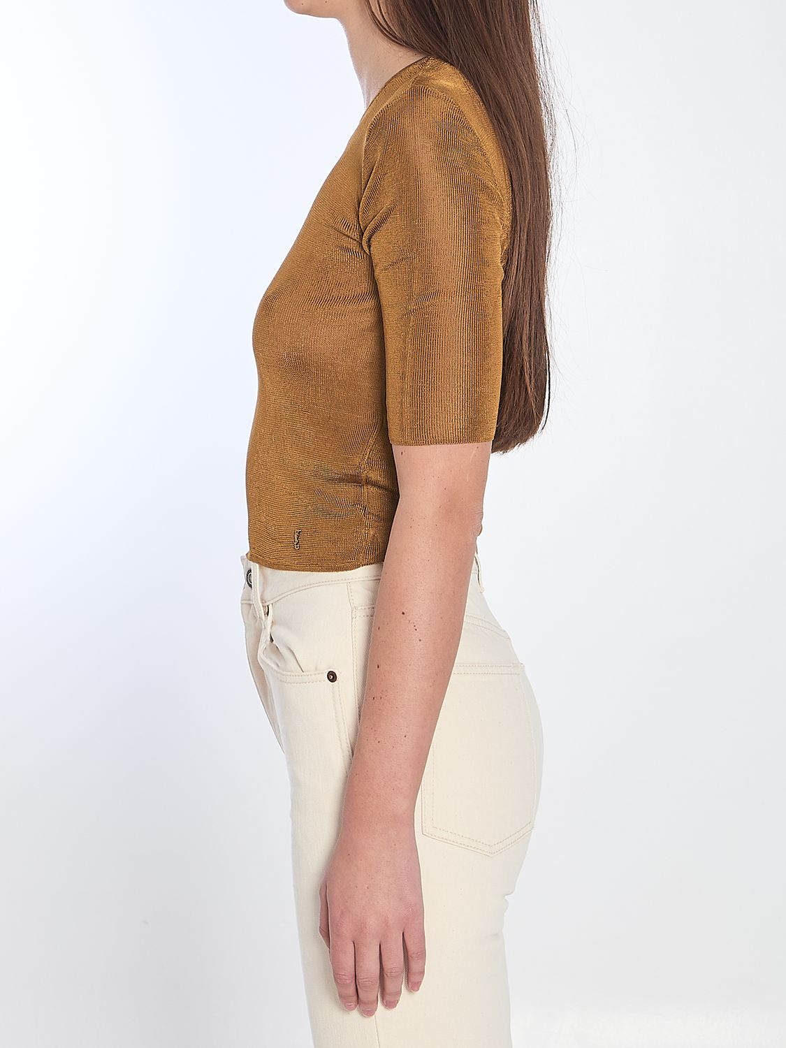 SAINT LAURENT Mini Cropped Top with Metal Detail