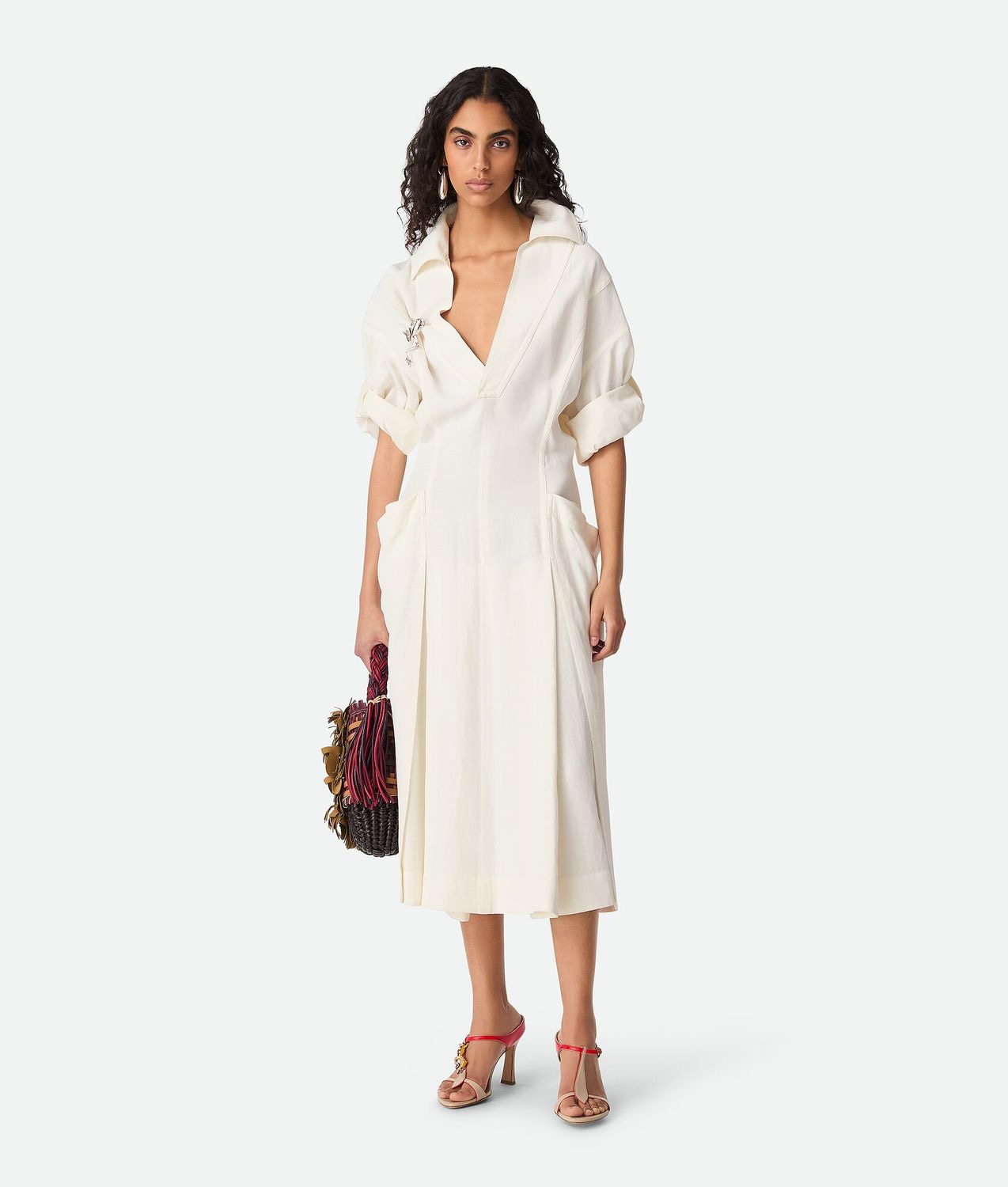 BOTTEGA VENETA Viscose Blend Dress with Suit Sleeves for Women