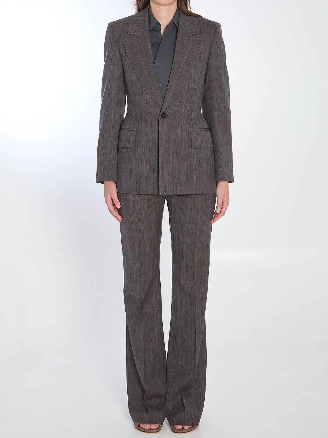 BOTTEGA VENETA Wool Trousers with Thin Stripes - Size 38