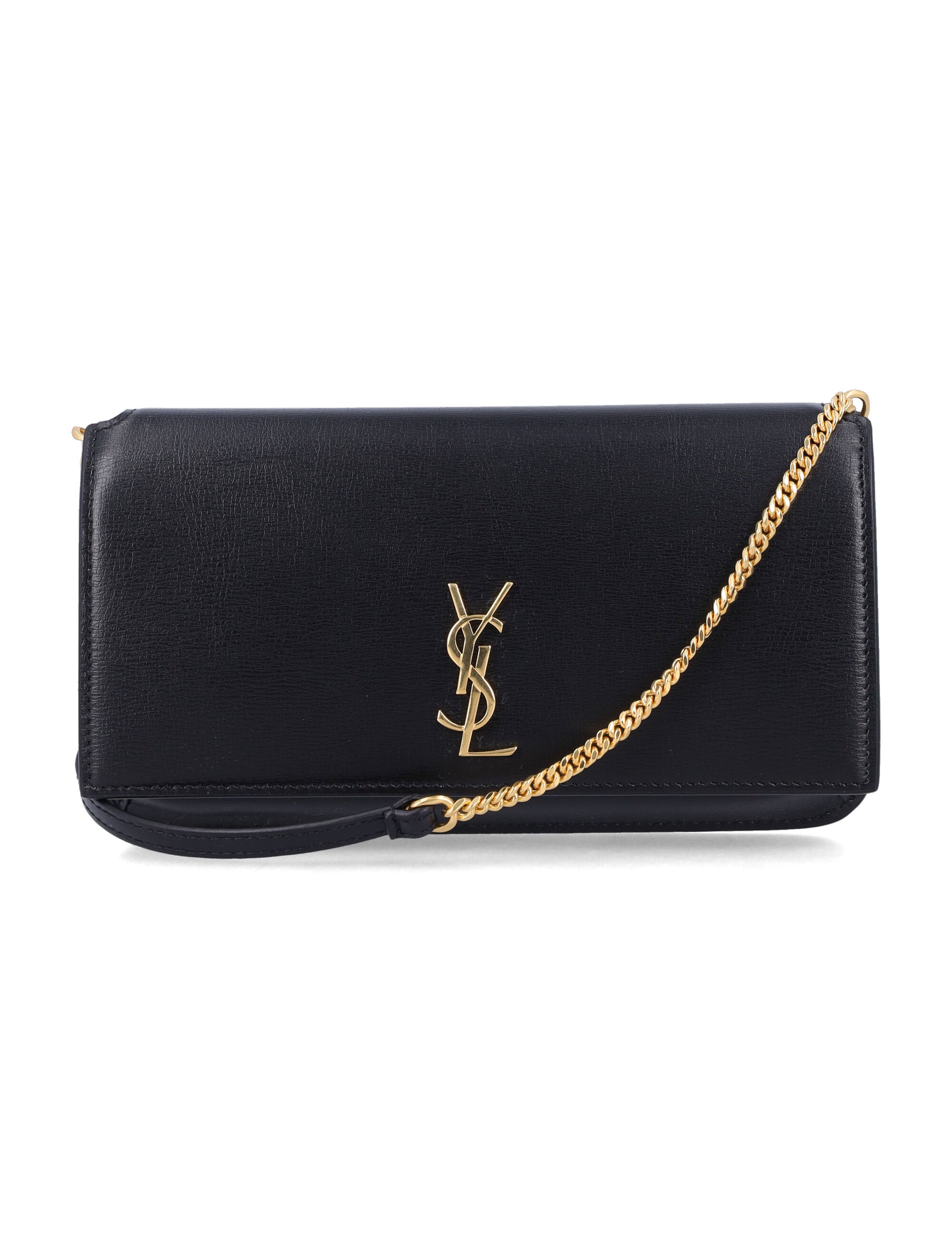 SAINT LAURENT Mini Phone Holder with Metal Initials