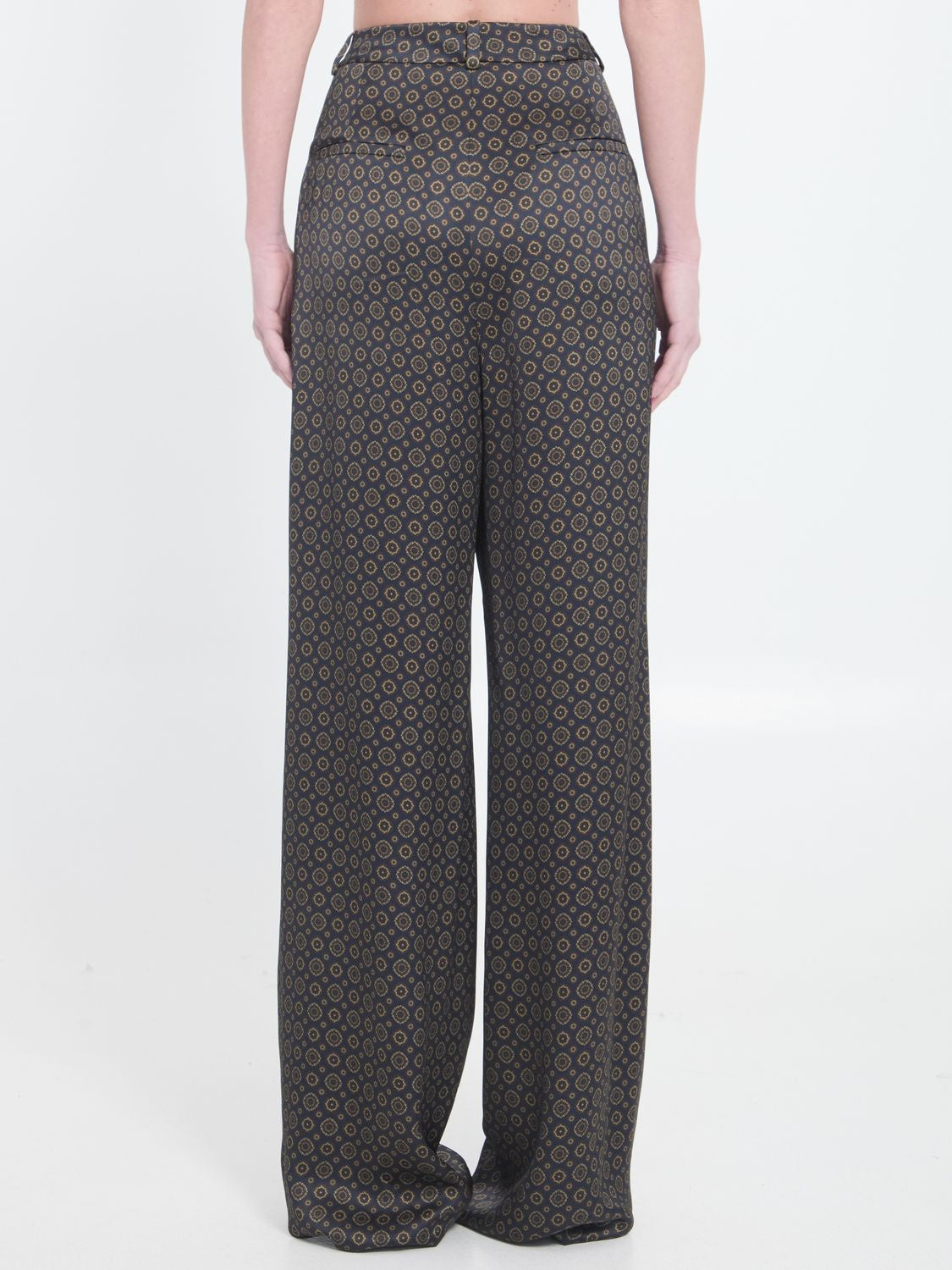 SAINT LAURENT Printed Satin Wide-Leg Pants for Women