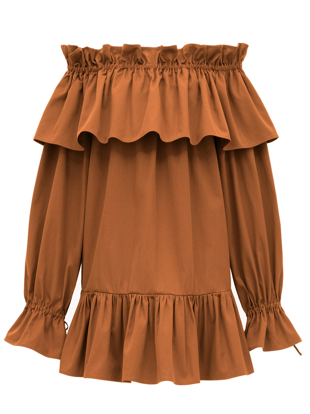 SAINT LAURENT Off-the-Shoulder Ruffled Mini Dress (Size 36)