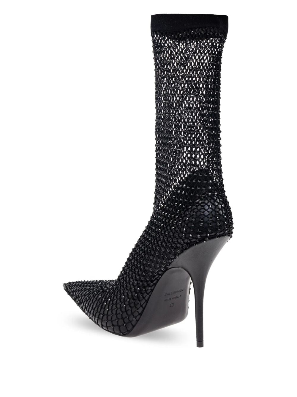 BALENCIAGA Pointed Toe High Stiletto Bootie with Rhinestone Embellishment