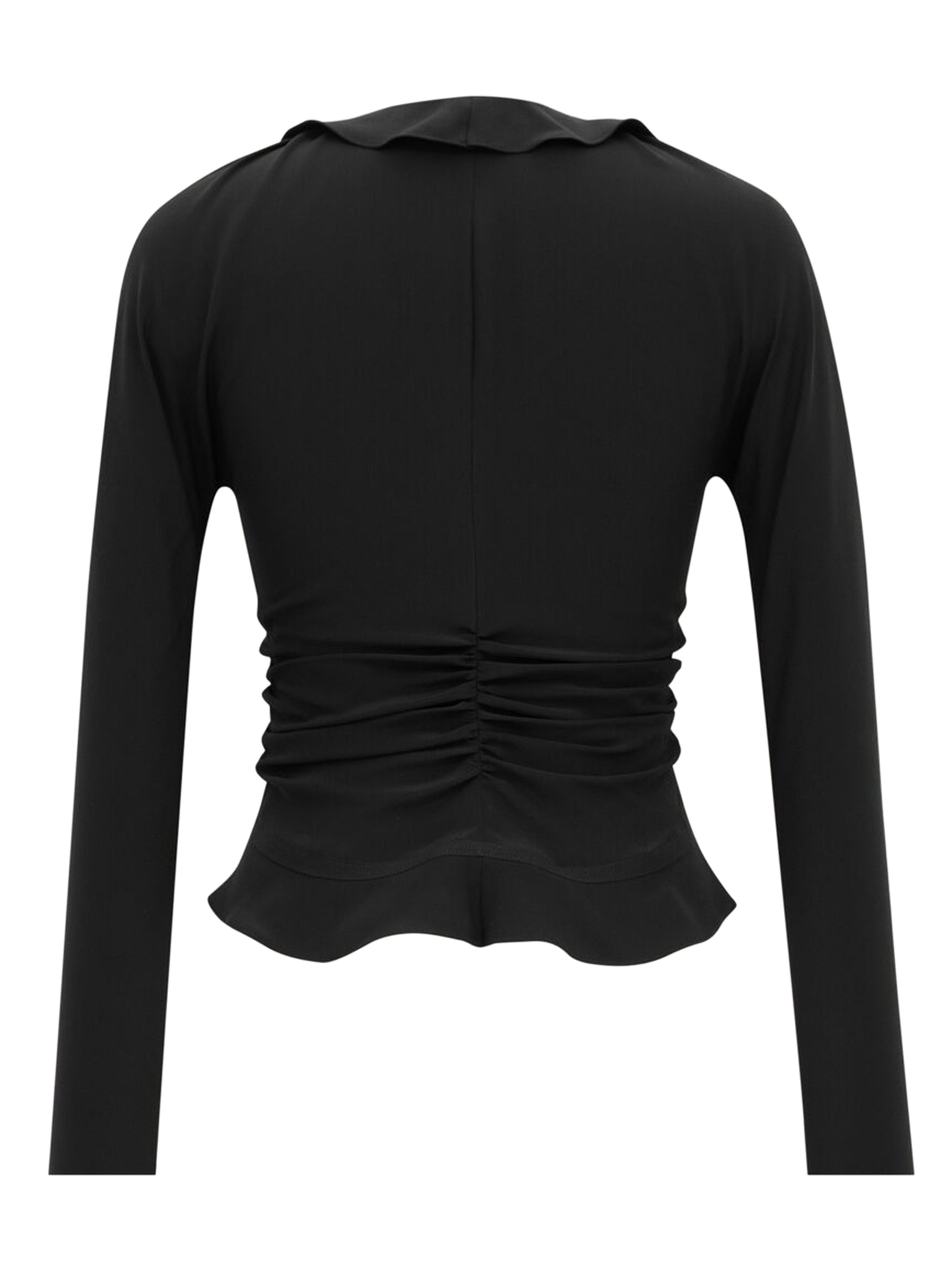 SAINT LAURENT Ruffled Silk Blouse with Long Sleeves - Size 36