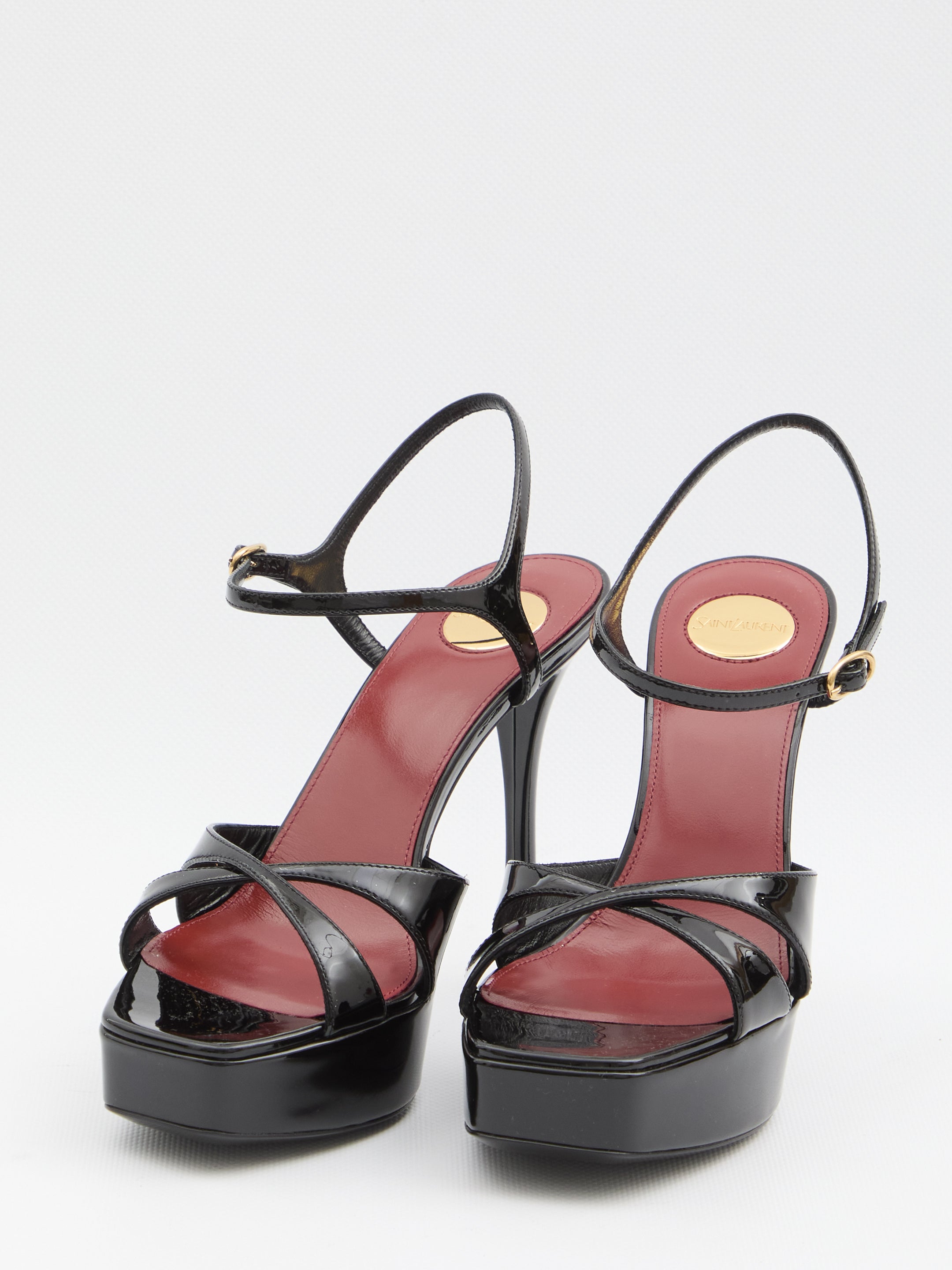 SAINT LAURENT Debbie Patent Leather Sandals for Women