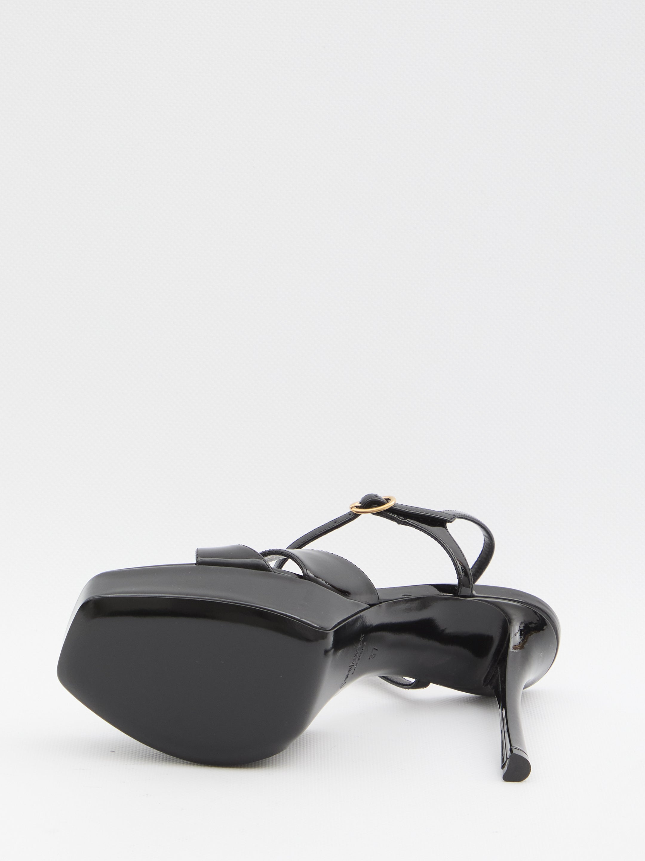 SAINT LAURENT Stunning Leather Sandals with Platform and Stiletto Heel - FW25