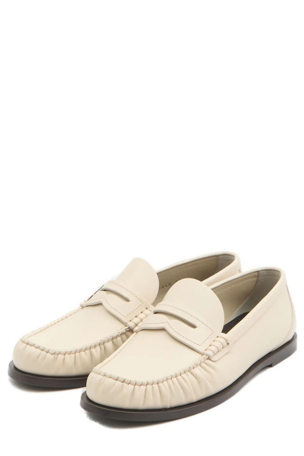 SAINT LAURENT Moccasins with Gathered Toe and Metal Logo - Height 0.5cm