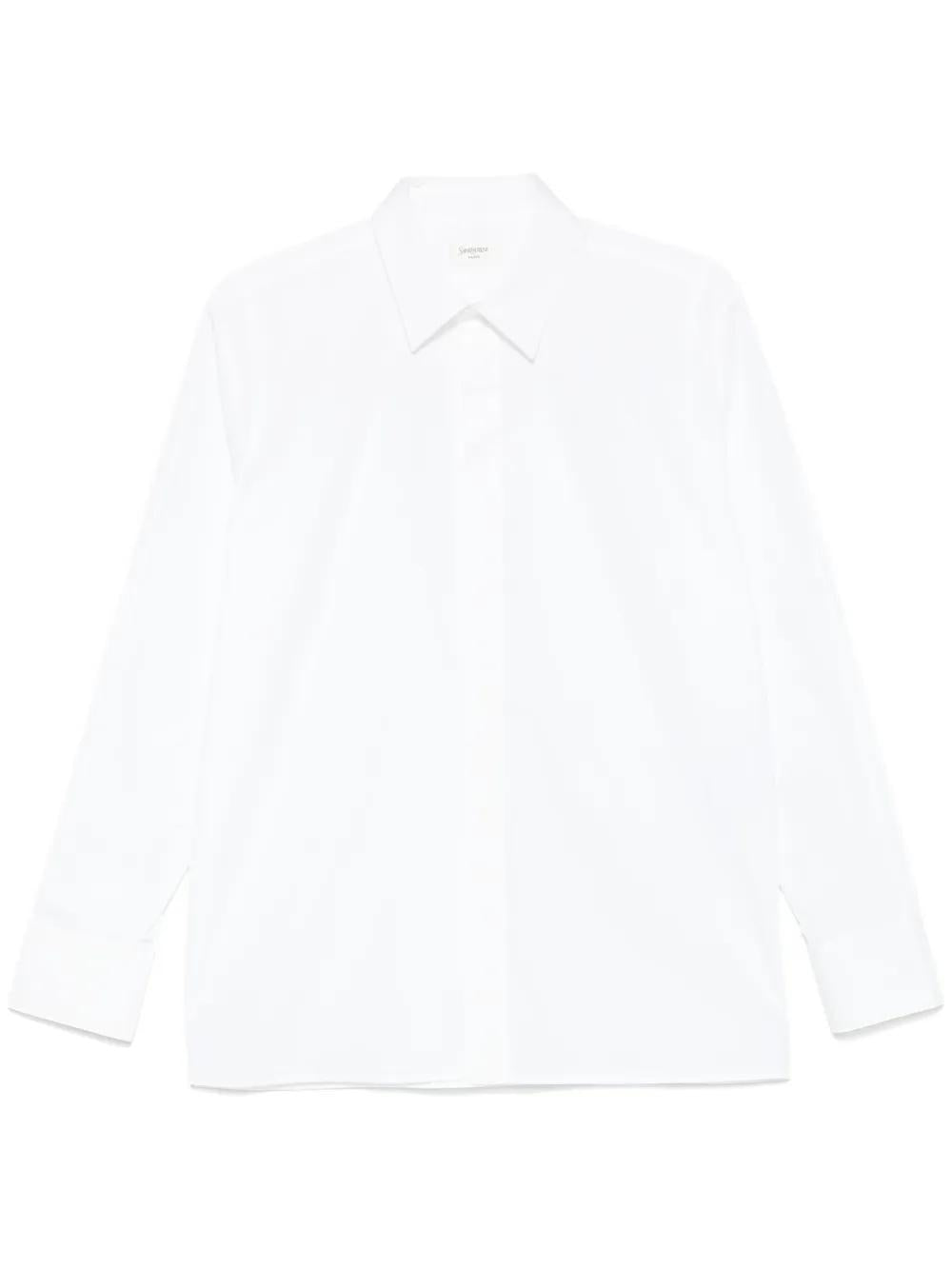 SAINT LAURENT Cotton Poplin Shirt with Pointed Collar for Men