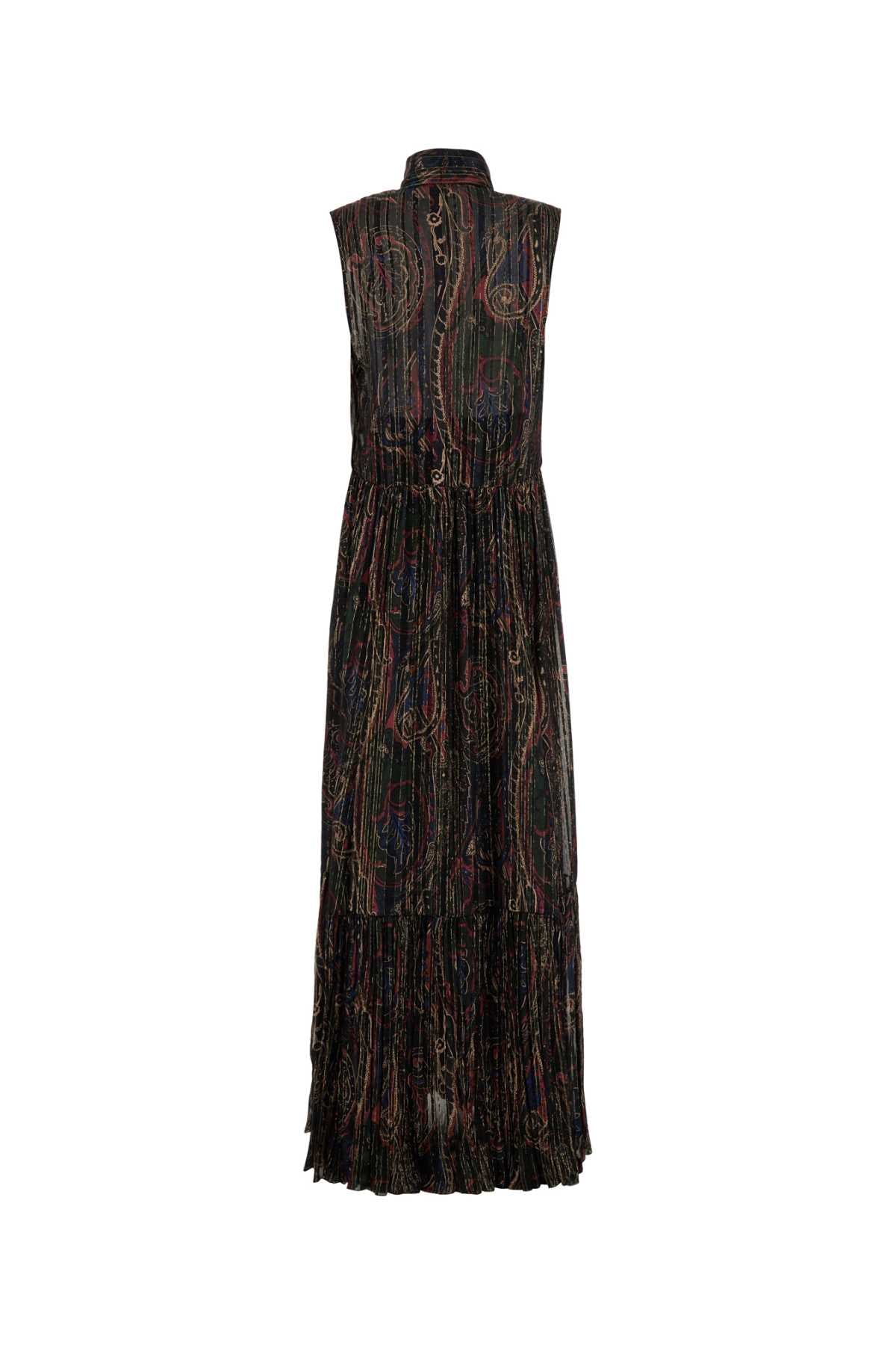 SAINT LAURENT Printed Silk Blend Long Dress