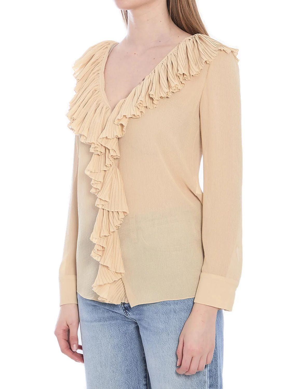 SAINT LAURENT Ruffled Silk Blouse