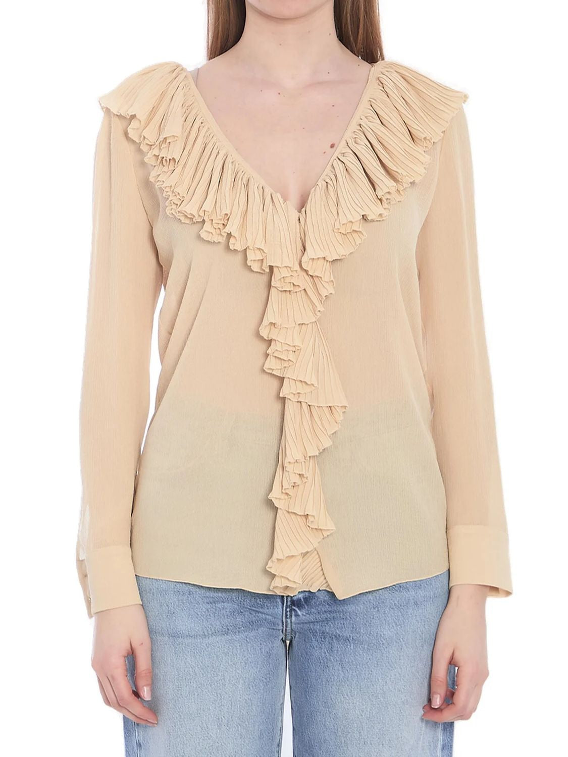 SAINT LAURENT Ruffled Silk Blouse