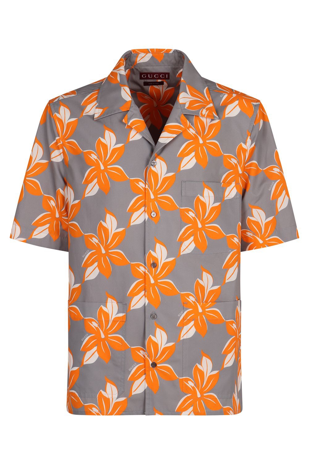 GUCCI Printed Cotton Poplin Shirt with Multiple Pockets