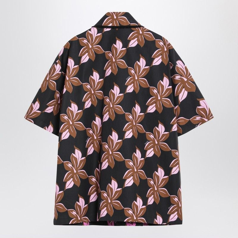 GUCCI Printed Cotton Shirt with Beaded Fringes - Oversized Fit