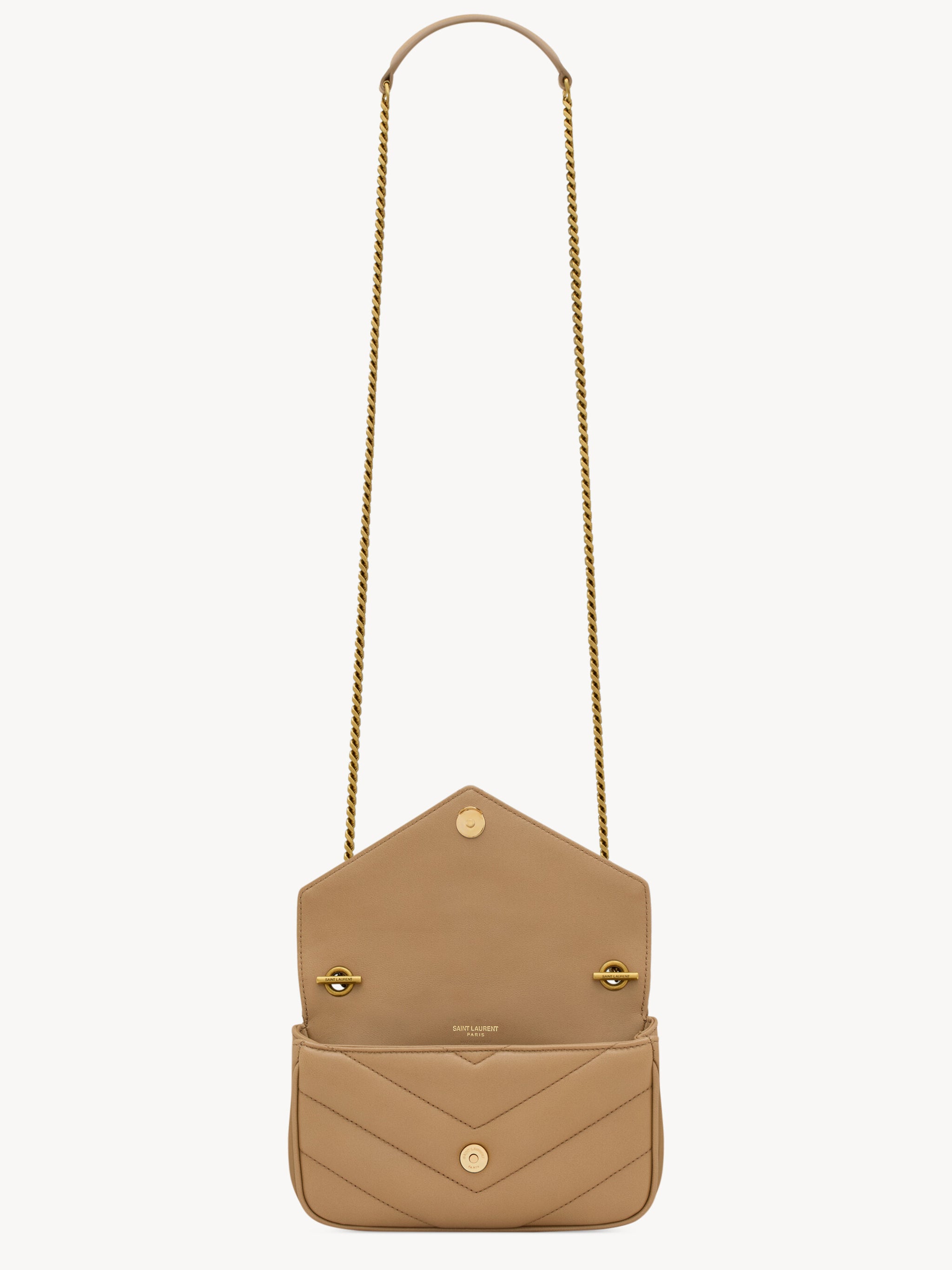 SAINT LAURENT Mini Lambskin Handbag with Removable Pouch