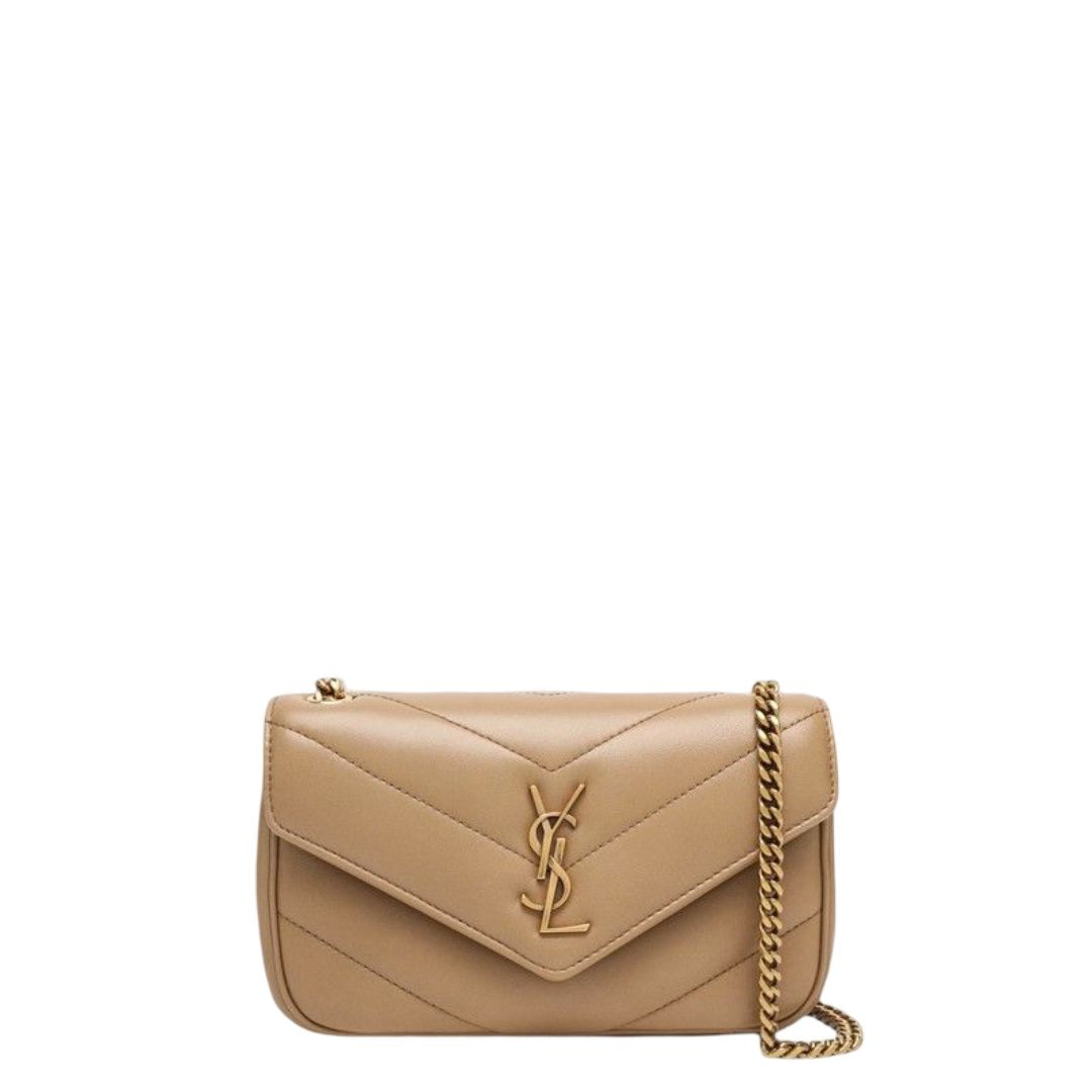 SAINT LAURENT Mini Lambskin Handbag with Removable Pouch