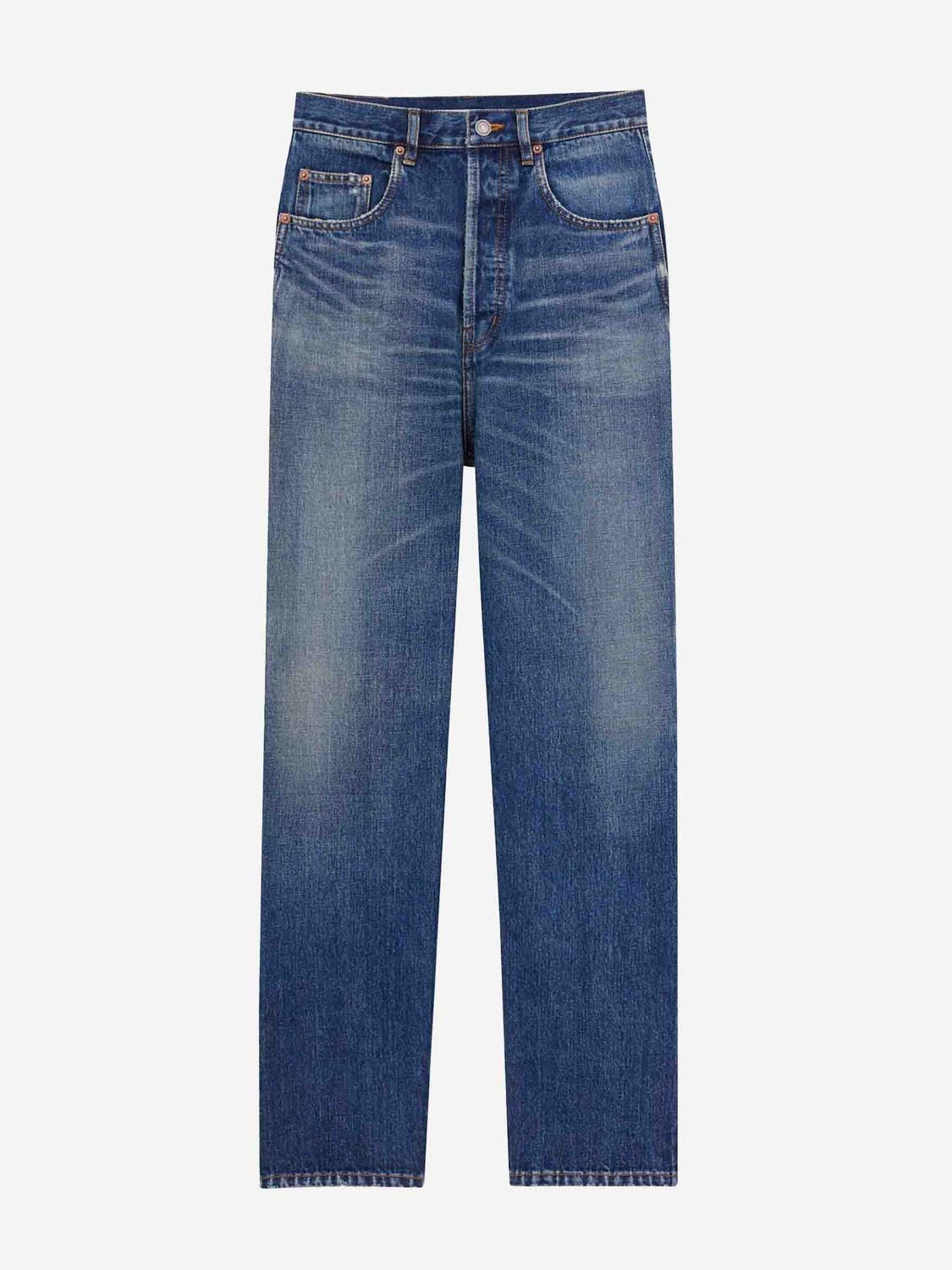 SAINT LAURENT High Rise Straight Leg Jeans