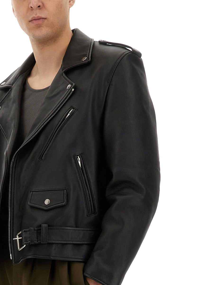 SAINT LAURENT Men's Leather Biker Jacket - Size 50