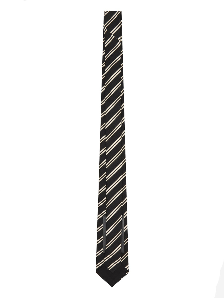 SAINT LAURENT Classic Striped Silk-Cotton Tie