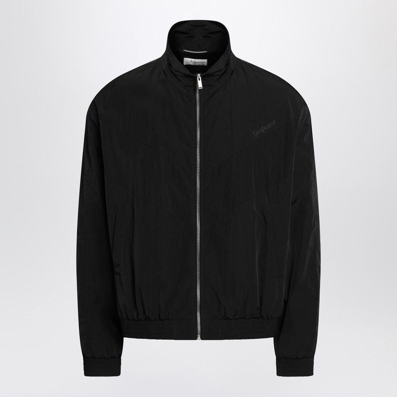SAINT LAURENT Wrinkled Nylon Zip-Up Jacket for Men - SS25