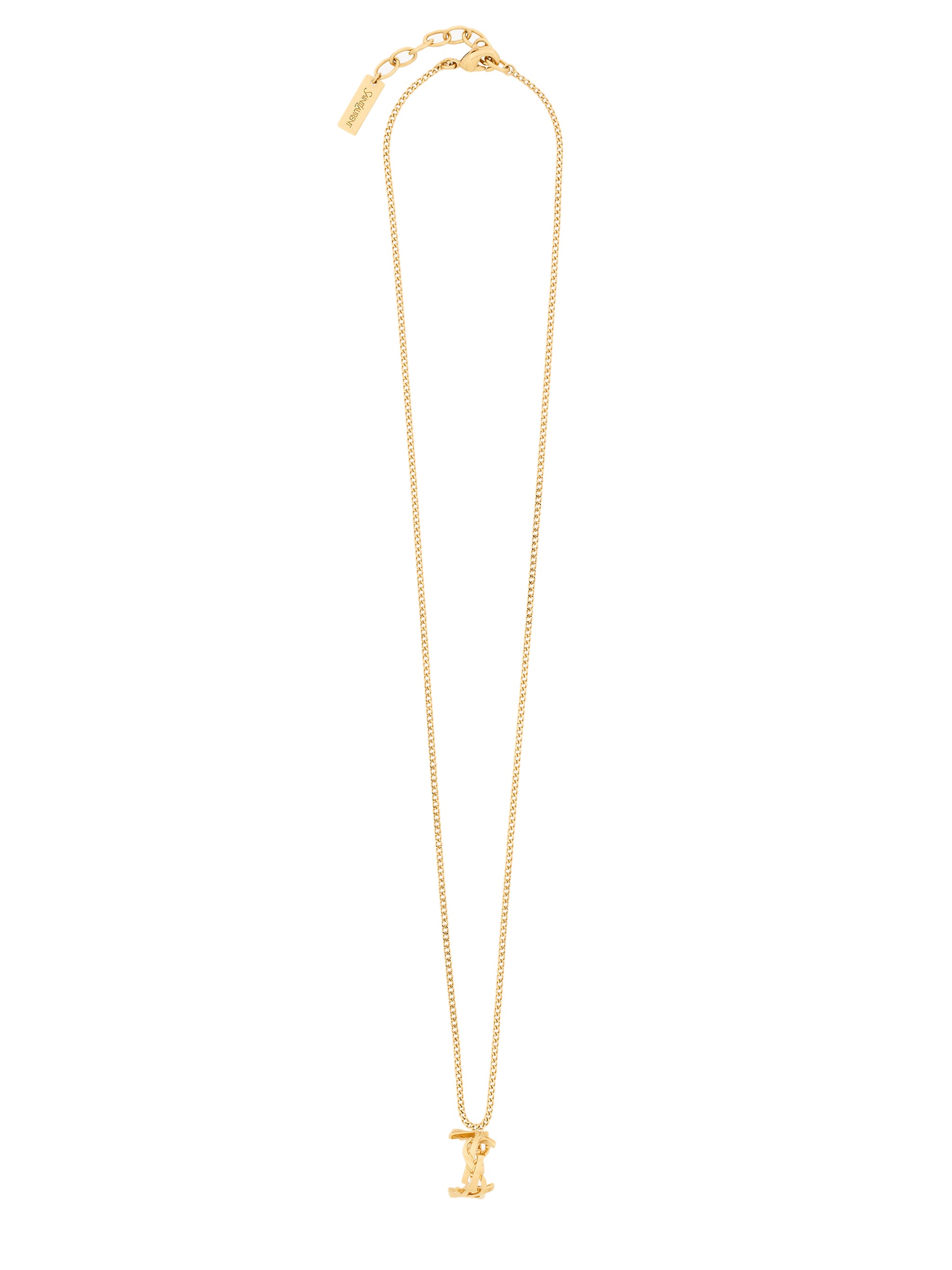 SAINT LAURENT Mini Chain Necklace with Braided Pendant - 42 + 3 CM