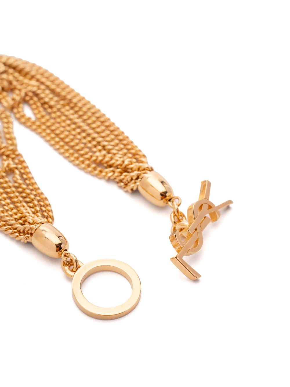 SAINT LAURENT Multi-Wrap Chain Bracelet with Cassandre Clasp - Size Int