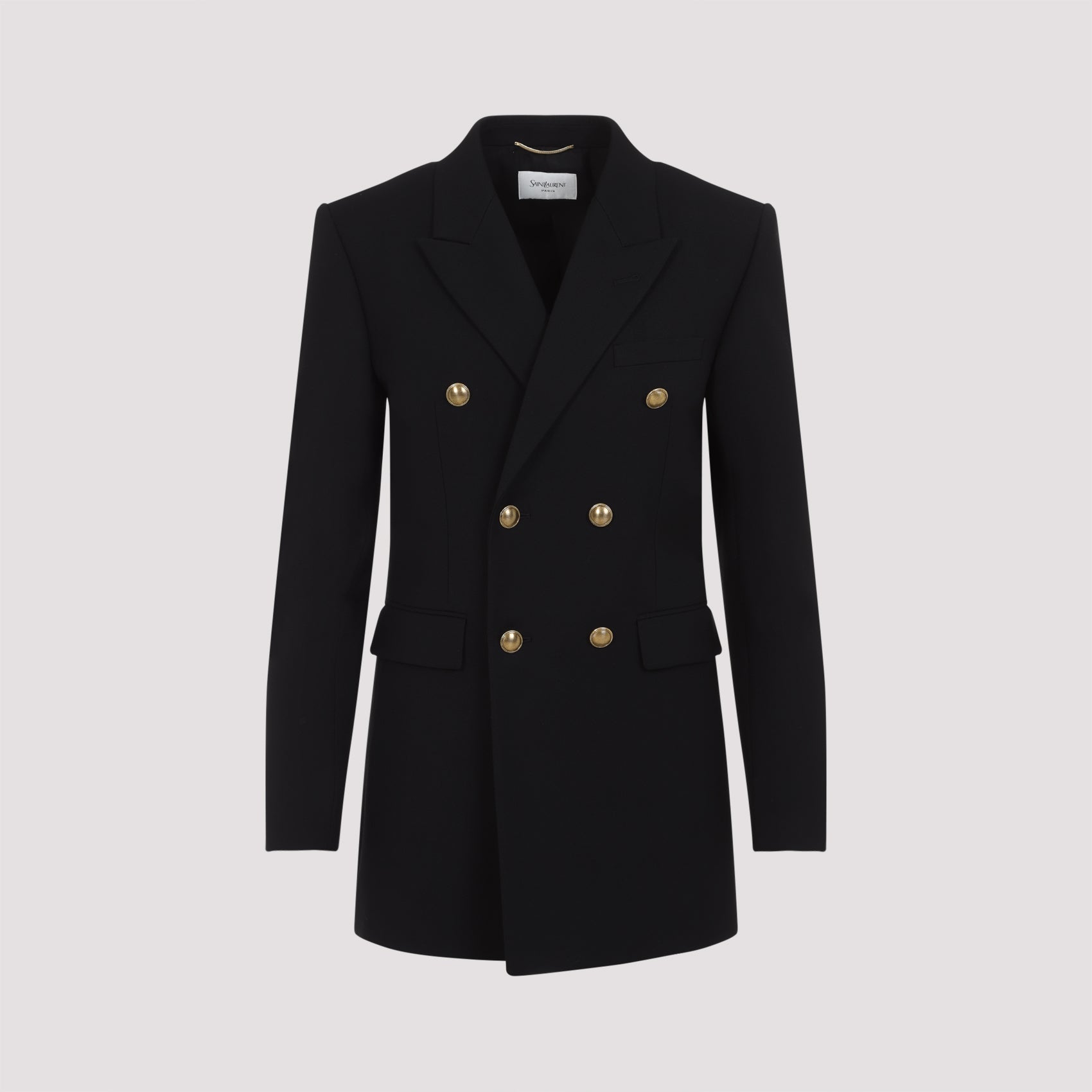 SAINT LAURENT Double-Breasted Wool Gabardine Jacket Size 36
