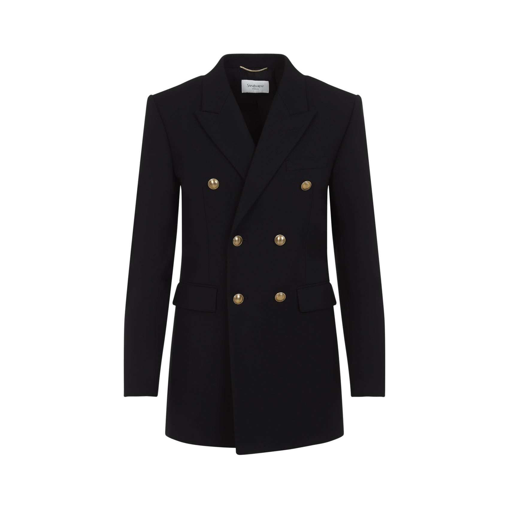 SAINT LAURENT Double-Breasted Wool Gabardine Jacket Size 36