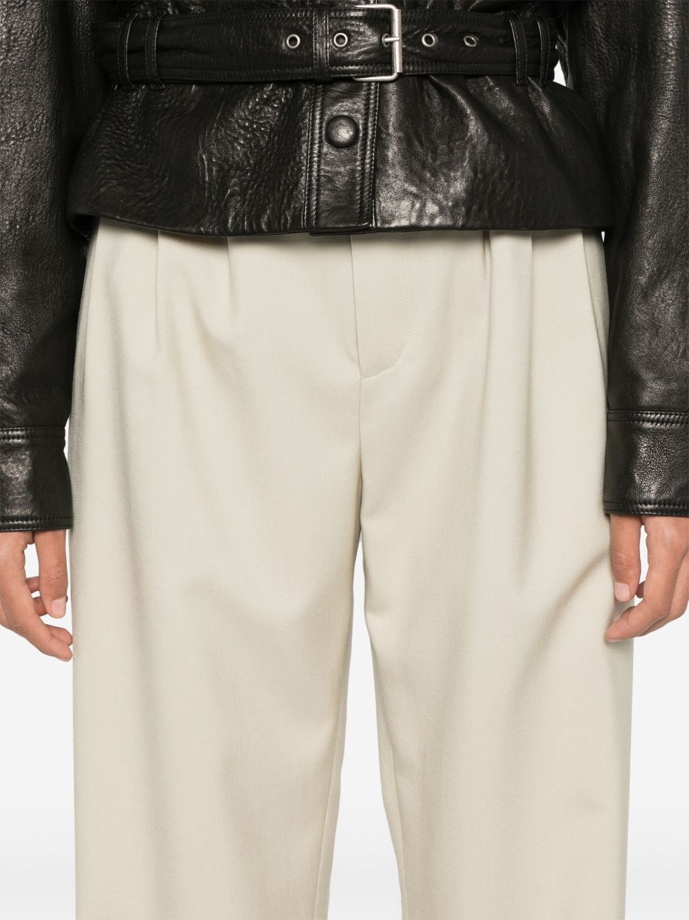 SAINT LAURENT Wool Trousers with Pleat Detailing for Women