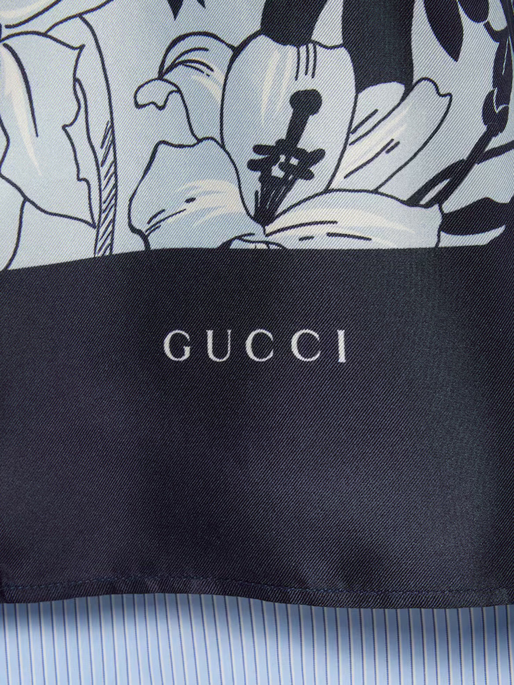 GUCCI Silk and Cotton Floral Print Shirt