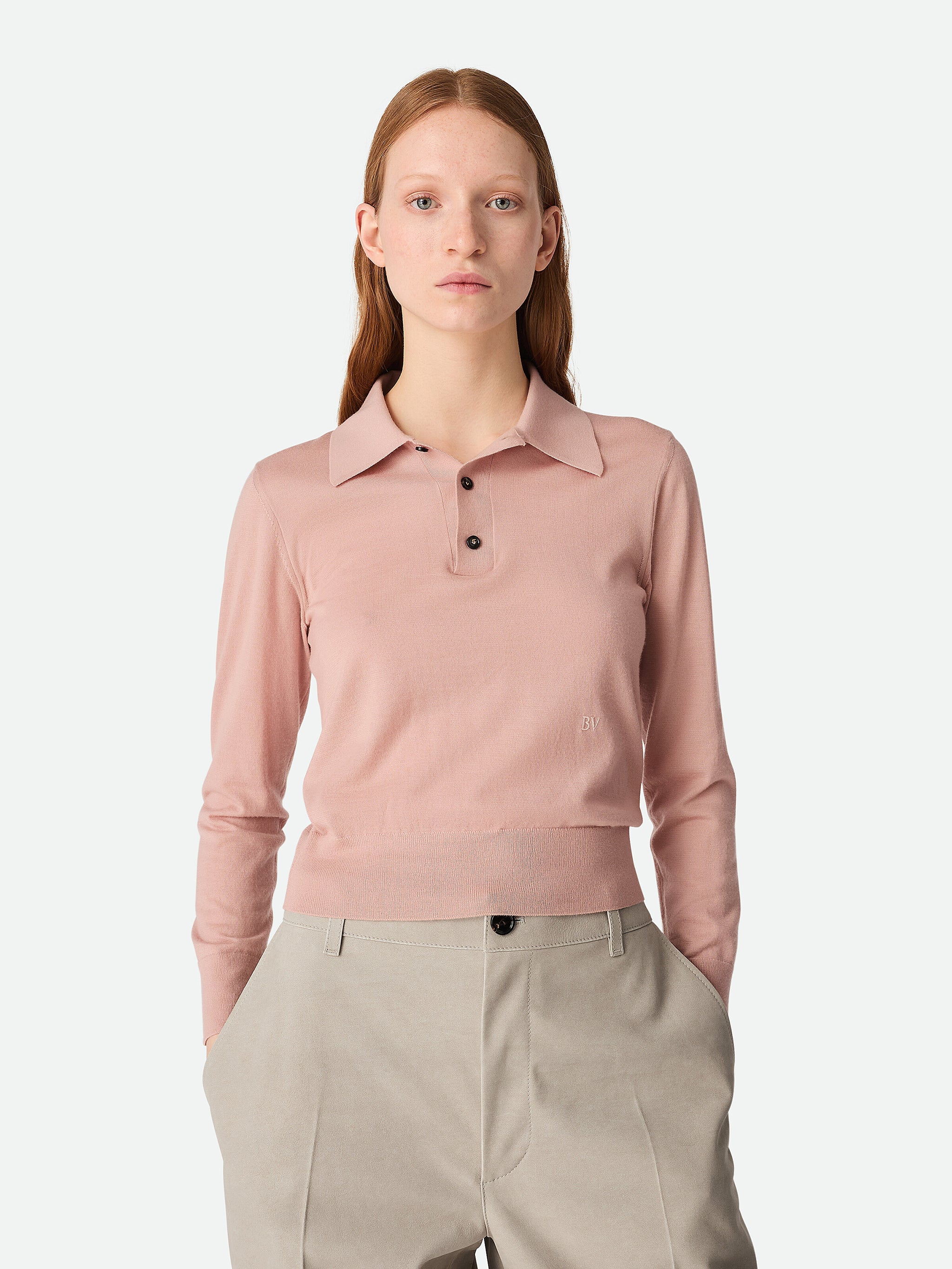 BOTTEGA VENETA Cropped Cashmere Polo Shirt - Size S