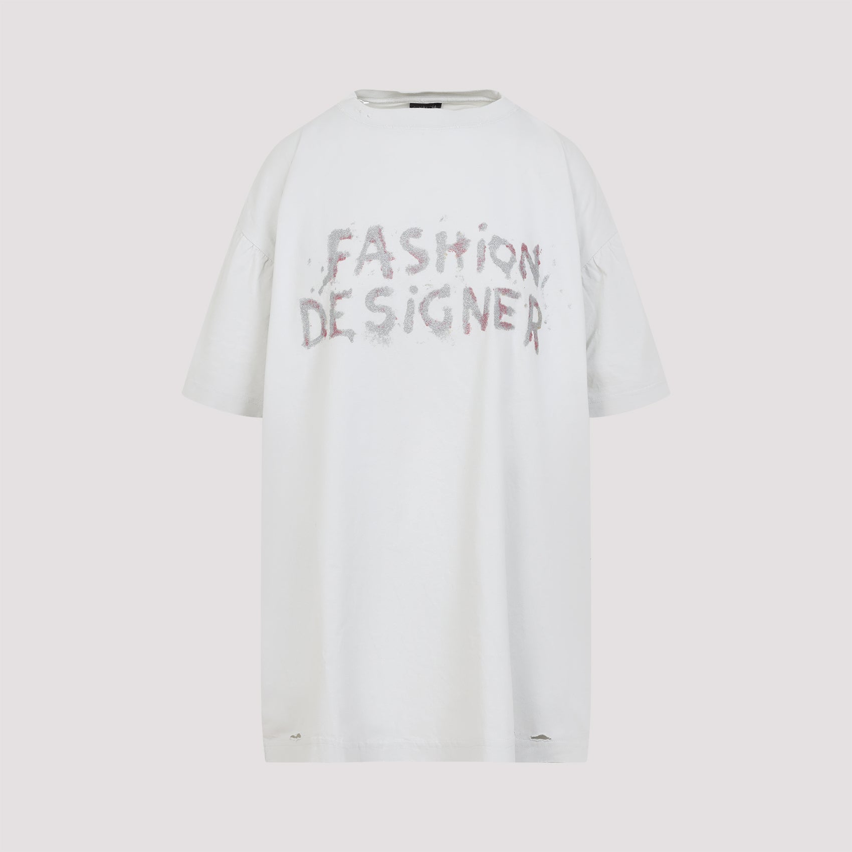 BALENCIAGA Distressed Cotton Short-Sleeve Crewneck T-Shirt (Size US 01)