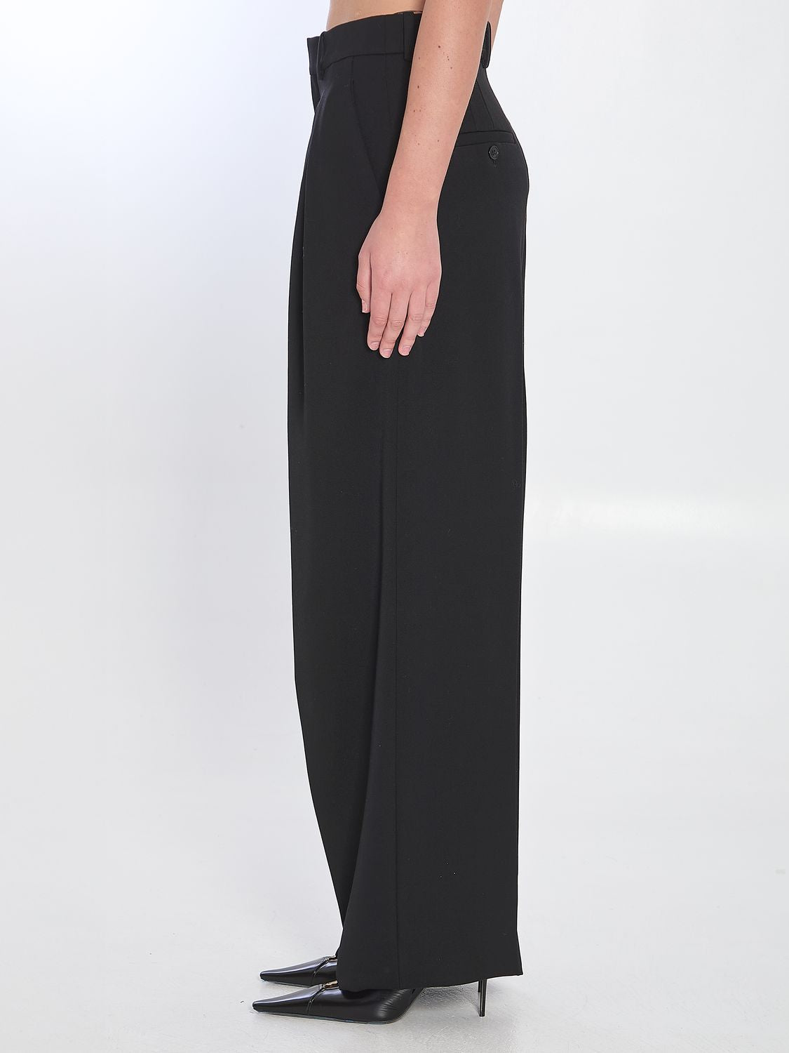 SAINT LAURENT Wide-Leg High-Waist Pants - Size 36