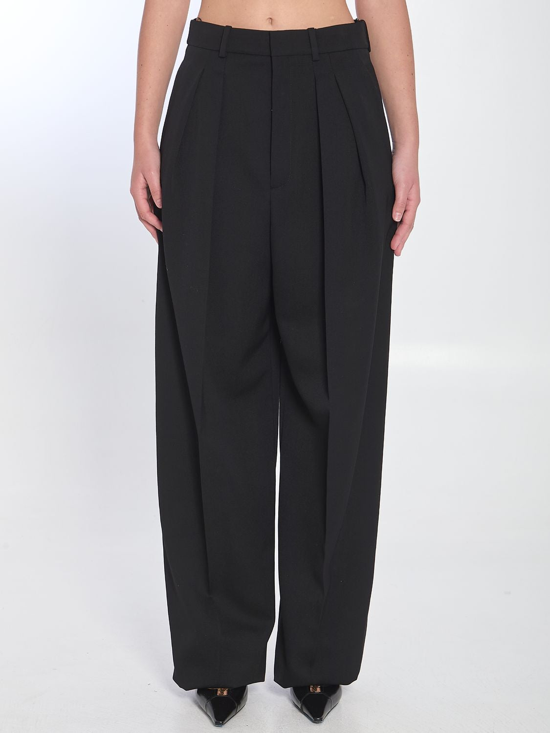 SAINT LAURENT Wide-Leg High-Waist Pants - Size 36