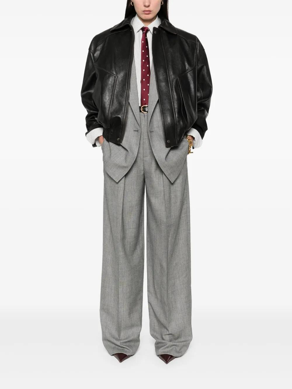 SAINT LAURENT Wideleg Pants 100% Wool Size 36 FR