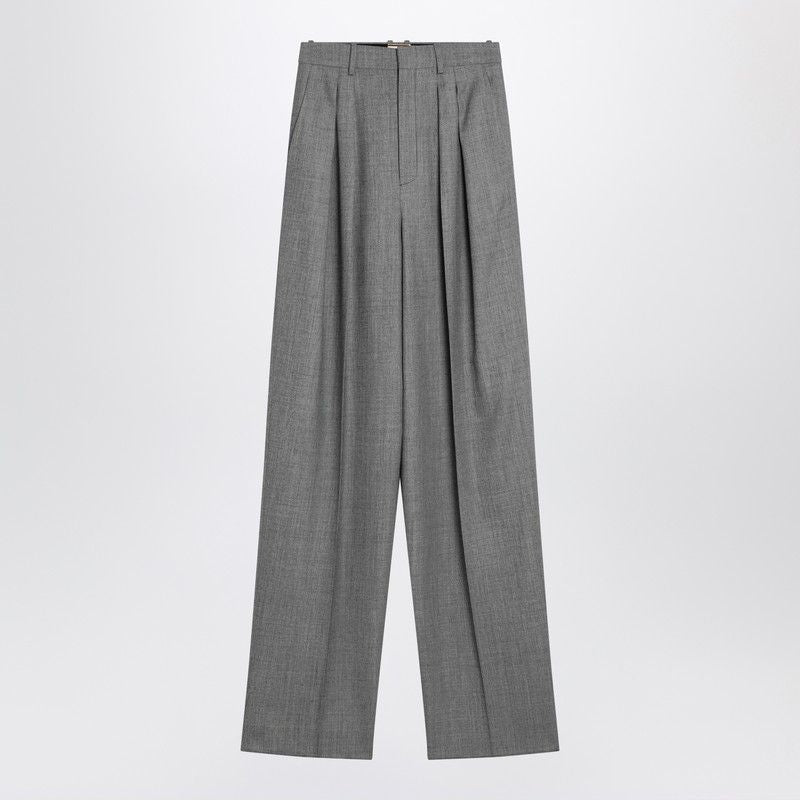 SAINT LAURENT Wide-Leg Trousers with Front Pleats - SS25