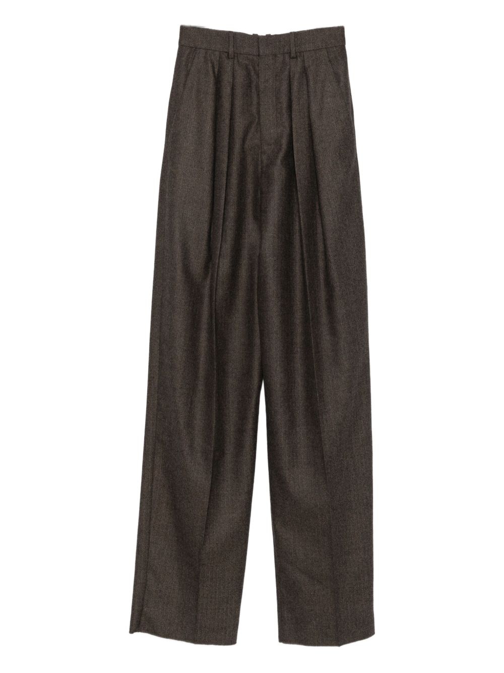 SAINT LAURENT High-Waisted Pleated Cotton Pants