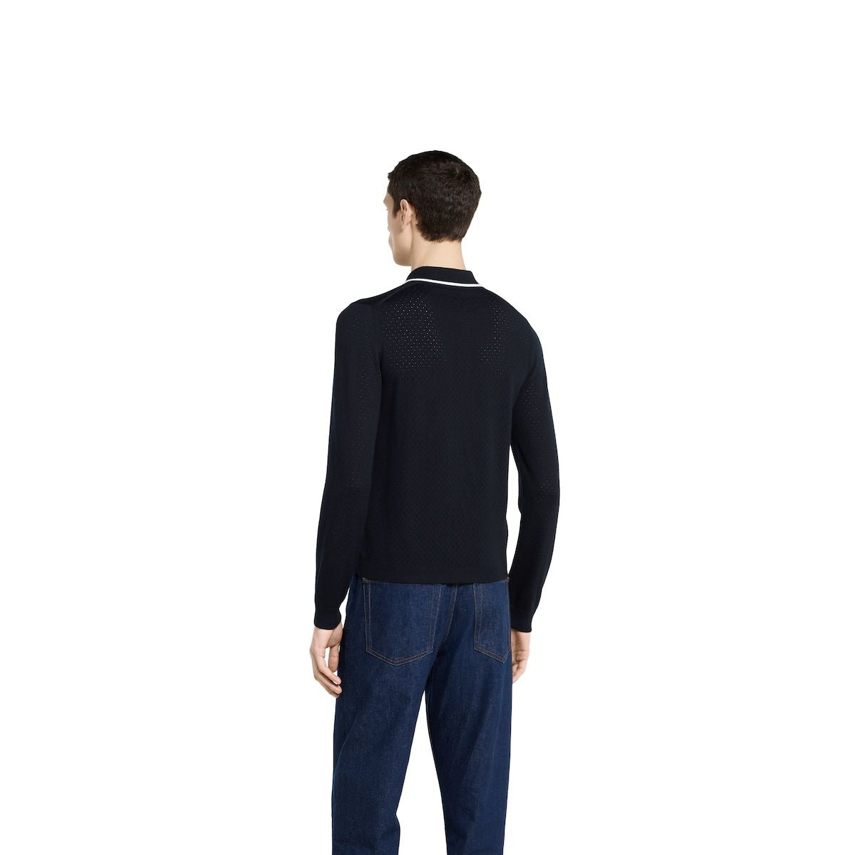 GUCCI Men's Long Sleeve Wool Polo