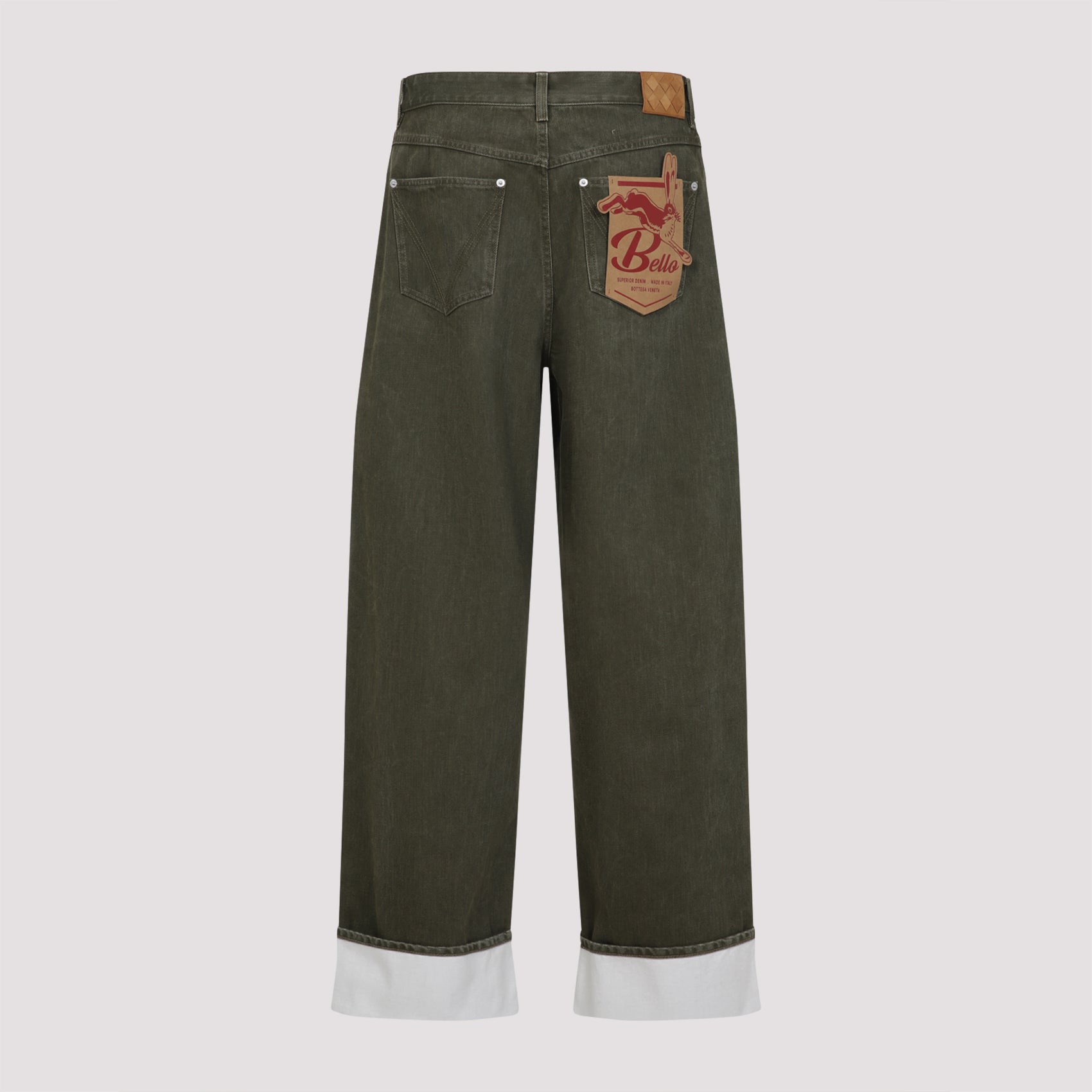 BOTTEGA VENETA Wide-Leg Denim Jeans with Roll-Up Ankle Cuffs