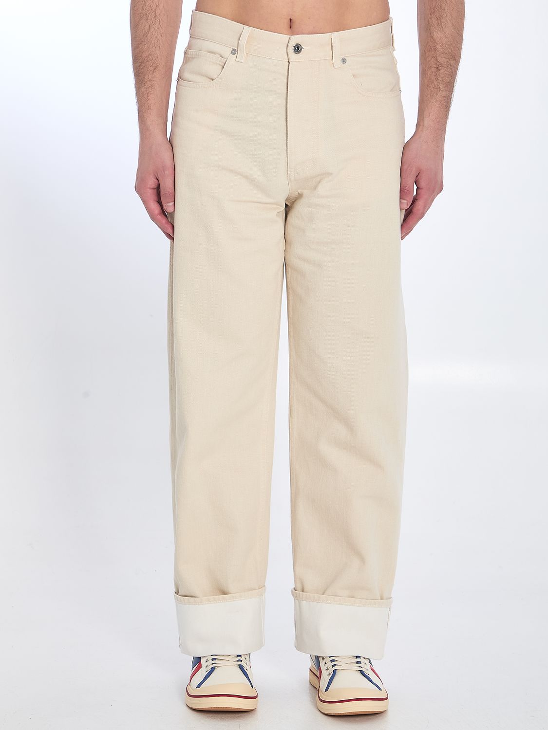 BOTTEGA VENETA Wide-Leg Jeans with Roll-Up Ankle Cuffs