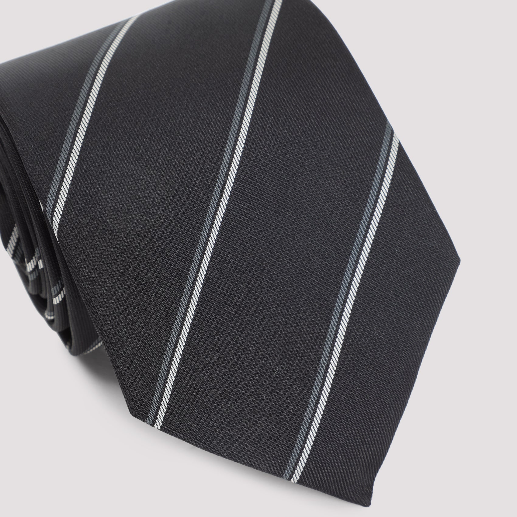 SAINT LAURENT Striped Silk Tie for Men