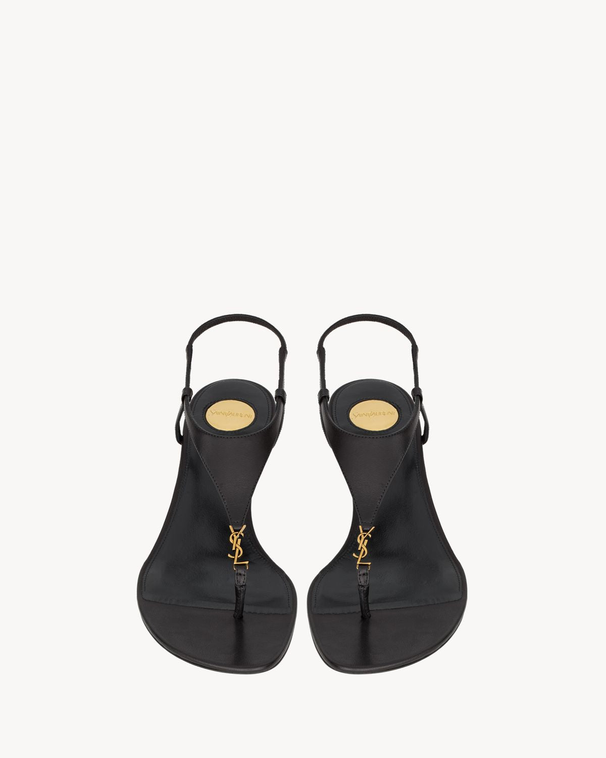SAINT LAURENT Smooth Leather Wedge Sandals