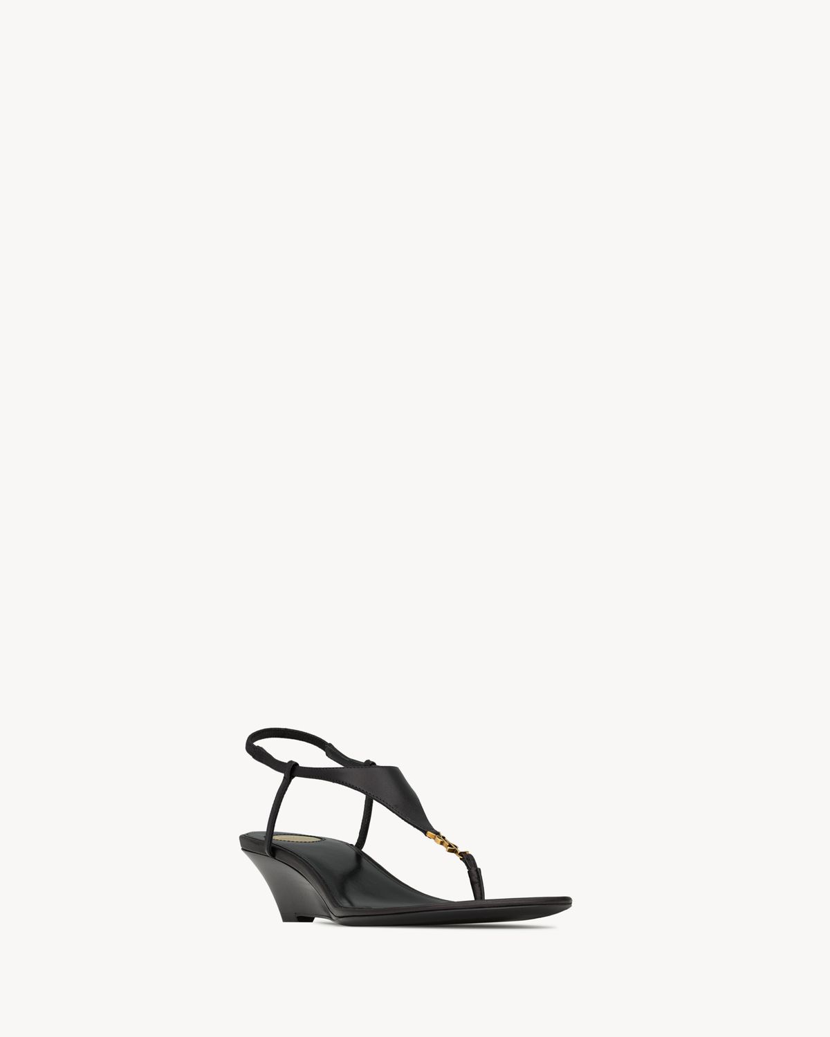 SAINT LAURENT Smooth Leather Wedge Sandals